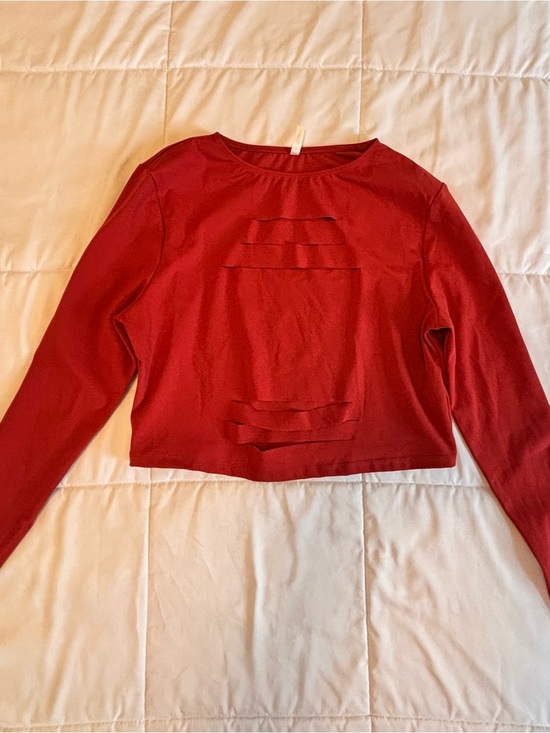 HALARA Tops - HALARA Scarlet Red/Orange Long Sleeve Crop Top